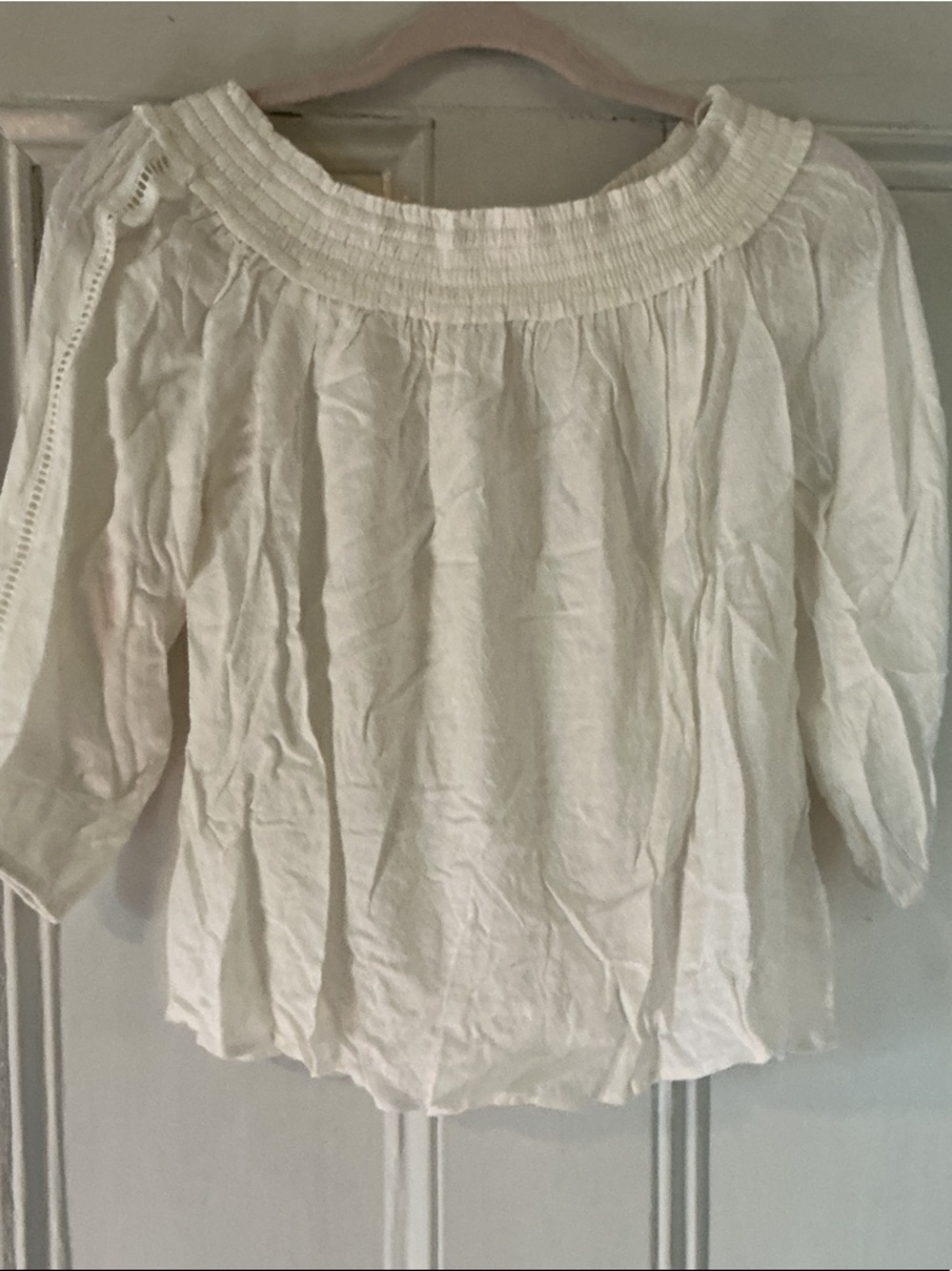 White Off-Shoulder Peasant Top - Lightweight Women’s Blouse